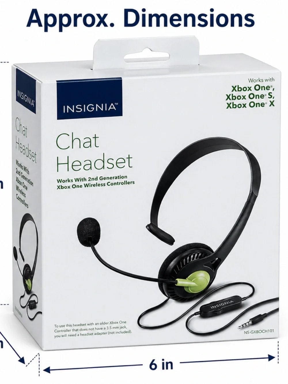 Insignia Xbox One Chat Headset Wired Mic NS-GXBOCH101 Compatible One S X
